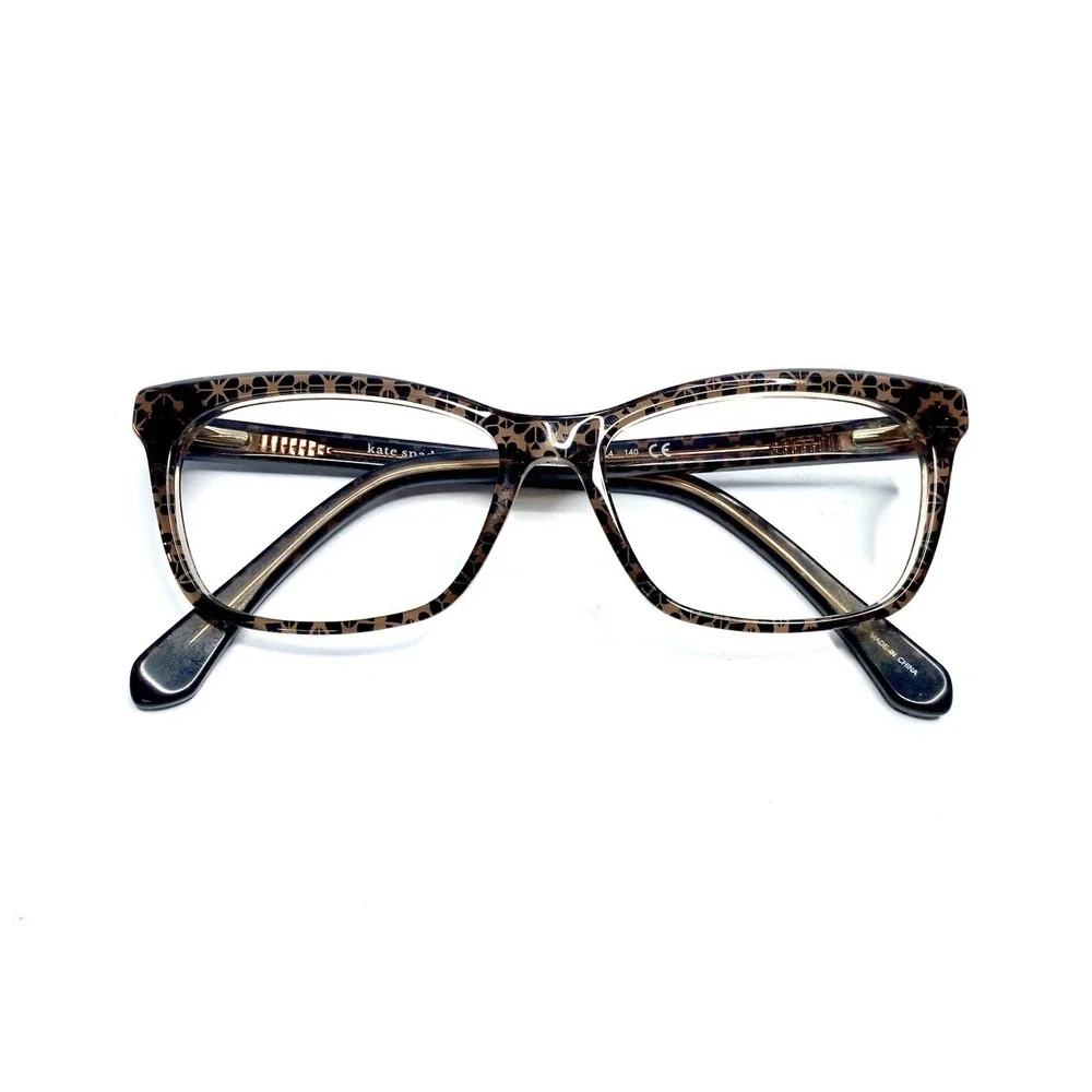 New Kate Spade Brown Clear Graphic Heart Cat Eye Glasses Cardea FL4 51 15 140